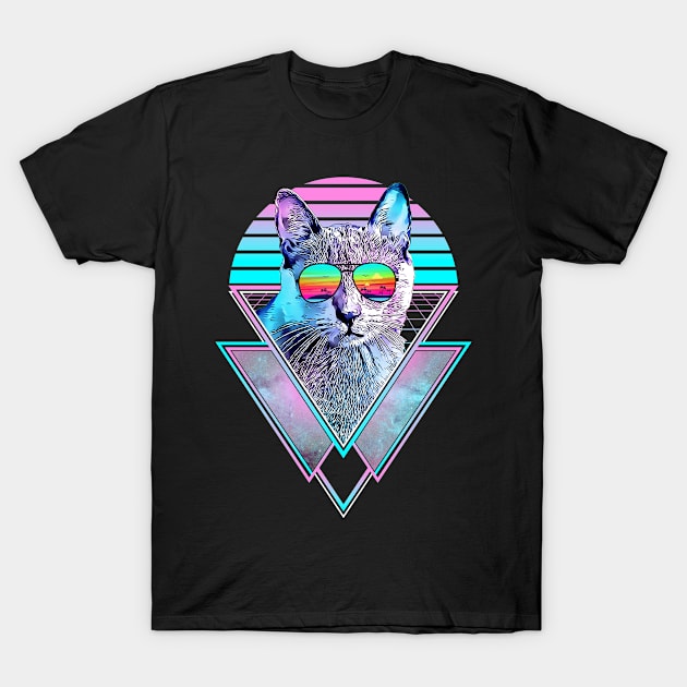 Korat Cat Vintage Retro Vaporwave Beach Vibe T-Shirt by TheBeardComic